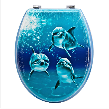 Toilet Seat Aquatic Dolphin Trio Sitting Toilet Seat (W) 36mm x (L) 43cm