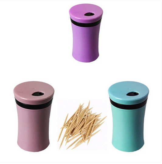 Toothpick Holder Dispenser Including FREE Pack Of Wooden Bamboo Toothpicks 8cm x 5cm