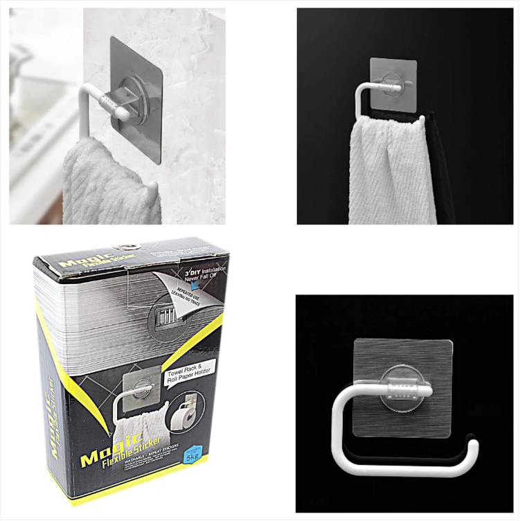 Towel And Paper Roll Bathroom Holder DIY Easy Installation Max Hold 5kg