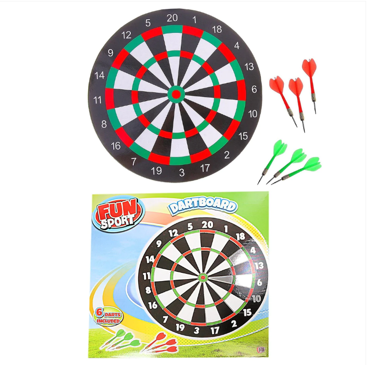 Traditional Dart Board Game Fun Sport Includes 6 Darts 42cm