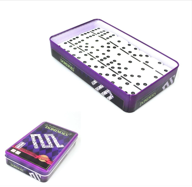 Traditional Games Dominoes In A Tin