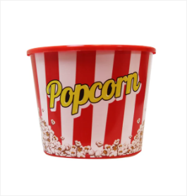 Traditional Red Popcorn / Chips Bucket Plastic Home Movie Night 17cm x 13cm Assorted Designs