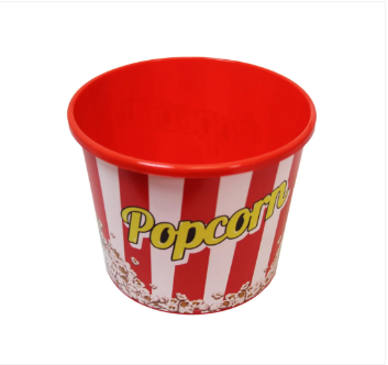 Traditional Red Popcorn / Chips Bucket Plastic Home Movie Night 17cm x 13cm Assorted Designs