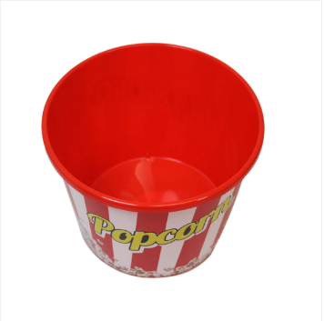 Traditional Red Popcorn / Chips Bucket Plastic Home Movie Night 17cm x 13cm Assorted Designs