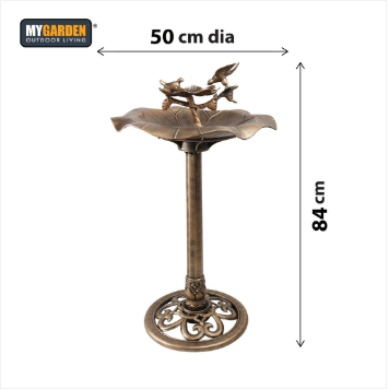 Traditional Weatherproof Bronze Effect Garden Bird Bath