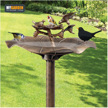 Traditional Weatherproof Bronze Effect Garden Bird Bath