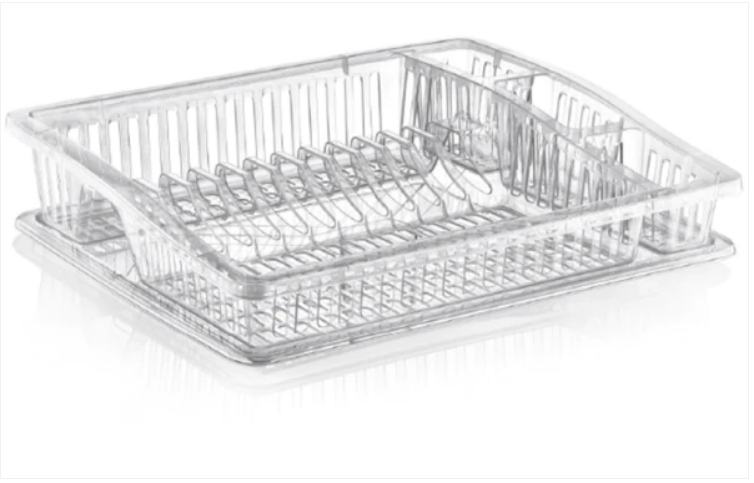 Transparent Dish Drainer Strainer With Tray Cutlery Plates Dryer Drainer