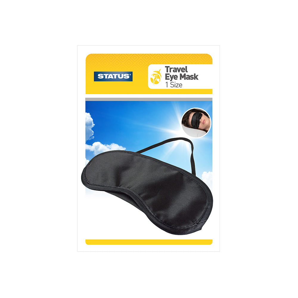 Travel Eye Mask - with Strap - Black - 1 pk box
