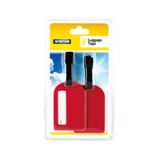 Travel Luggage Tags - Red - 2 pk - in a Trapped Blister