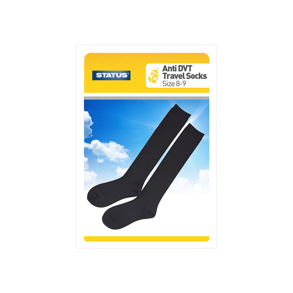 Travel Socks - Black - Shoe Size 6-9 - 1 pk box