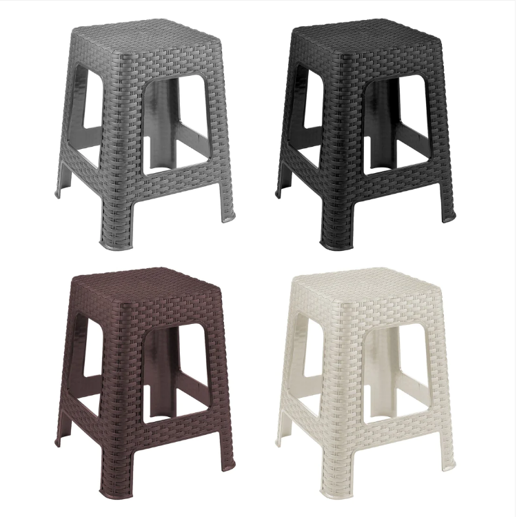 Tuffex Plastic Rattan Stool 28 x 28 x 45 cm Assorted Colours