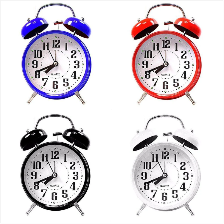 Twin Bell Bedroom Alarm Clock Available In Assorted Colours