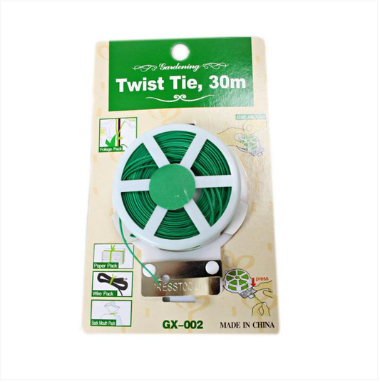 Twist Tie Plastic Coated Garden Wire With Cutter Green 30m