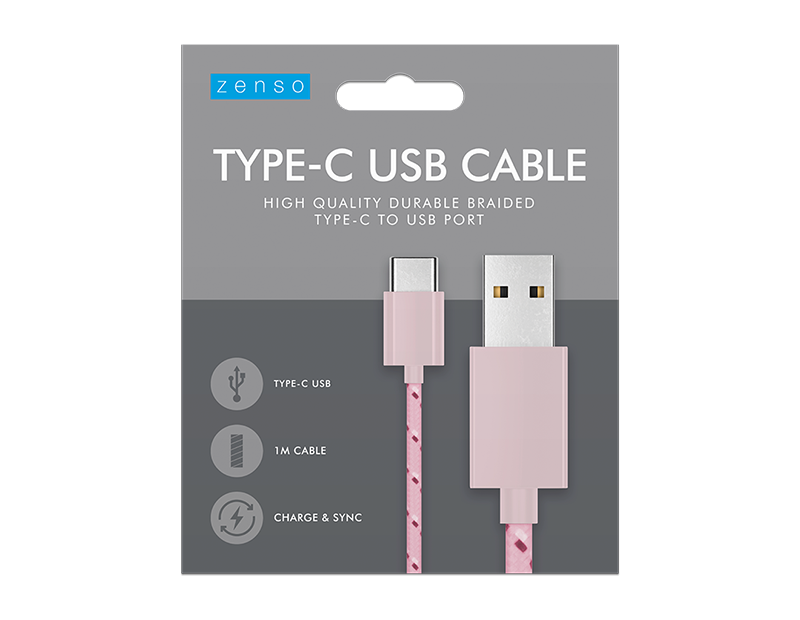 Type-C to USB Braided Cable 1M