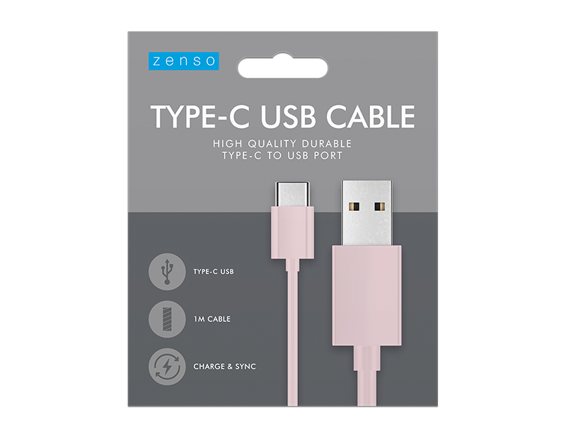 Type-C to USB Coloured Cable 1M