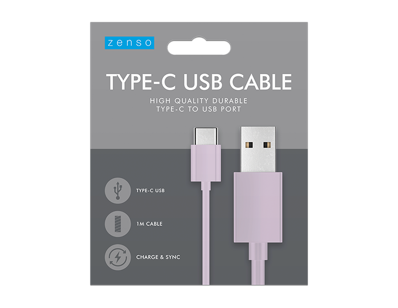 Type-C to USB Coloured Cable 1M