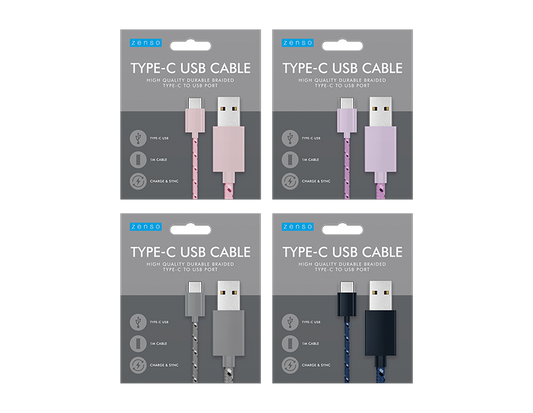 Type-C to USB Braided Cable 1M