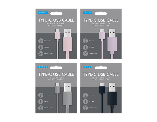 Type-C to USB Coloured Cable 1M