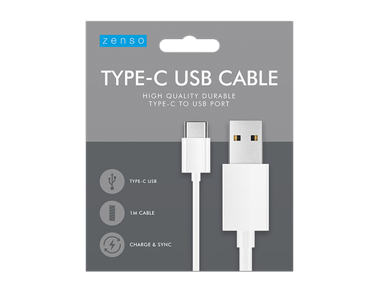 Type-C to USB White Cable 1M