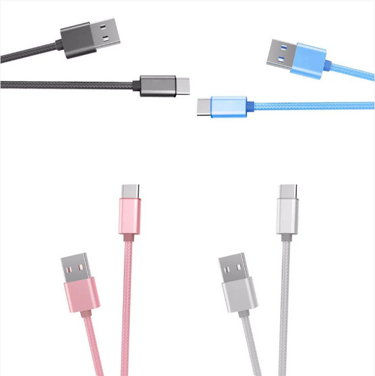 USB Braided Cable Sync Charger Data Lead For Android Mobile Phones Samsung HTC