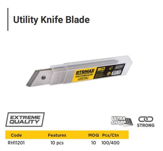 UTILITY KNIFE BLADE 10PCS IN PLASTIC BOX WITH 14 LINE