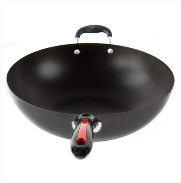 Una Nonstick Wok Pan Chinese Stir Fry Long Handle Wok Dish 34cm