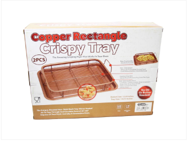 Unique Copper Rectangle Crispy Tray Easy Grip Non Stick Basket Sheet