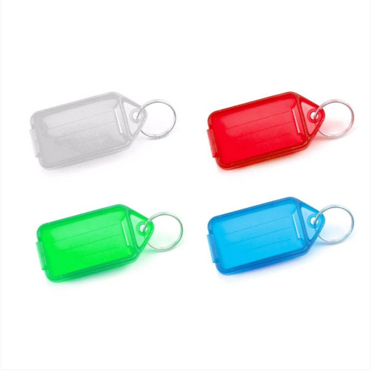 Value Pack Of 4 Key Tags Large 7cm x 3.5cm Assorted Colours