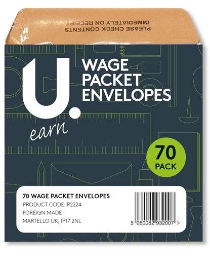 Wage Packet Salary Cash Envelopes Brown Envelopes 70 Pack