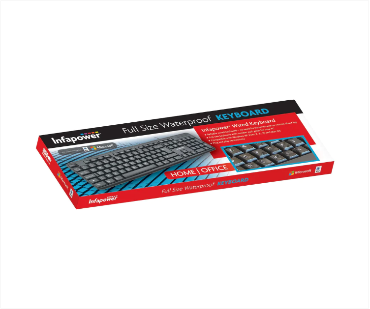 Waterproof Infapower Wired Keyboard Full Size Computer Keyboard Windows