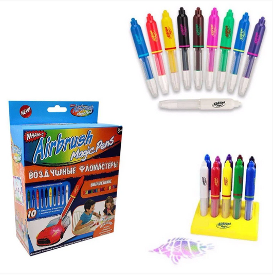 Wham O Airbrush Magic Pens Kit 10 Airbrush Pens Stand