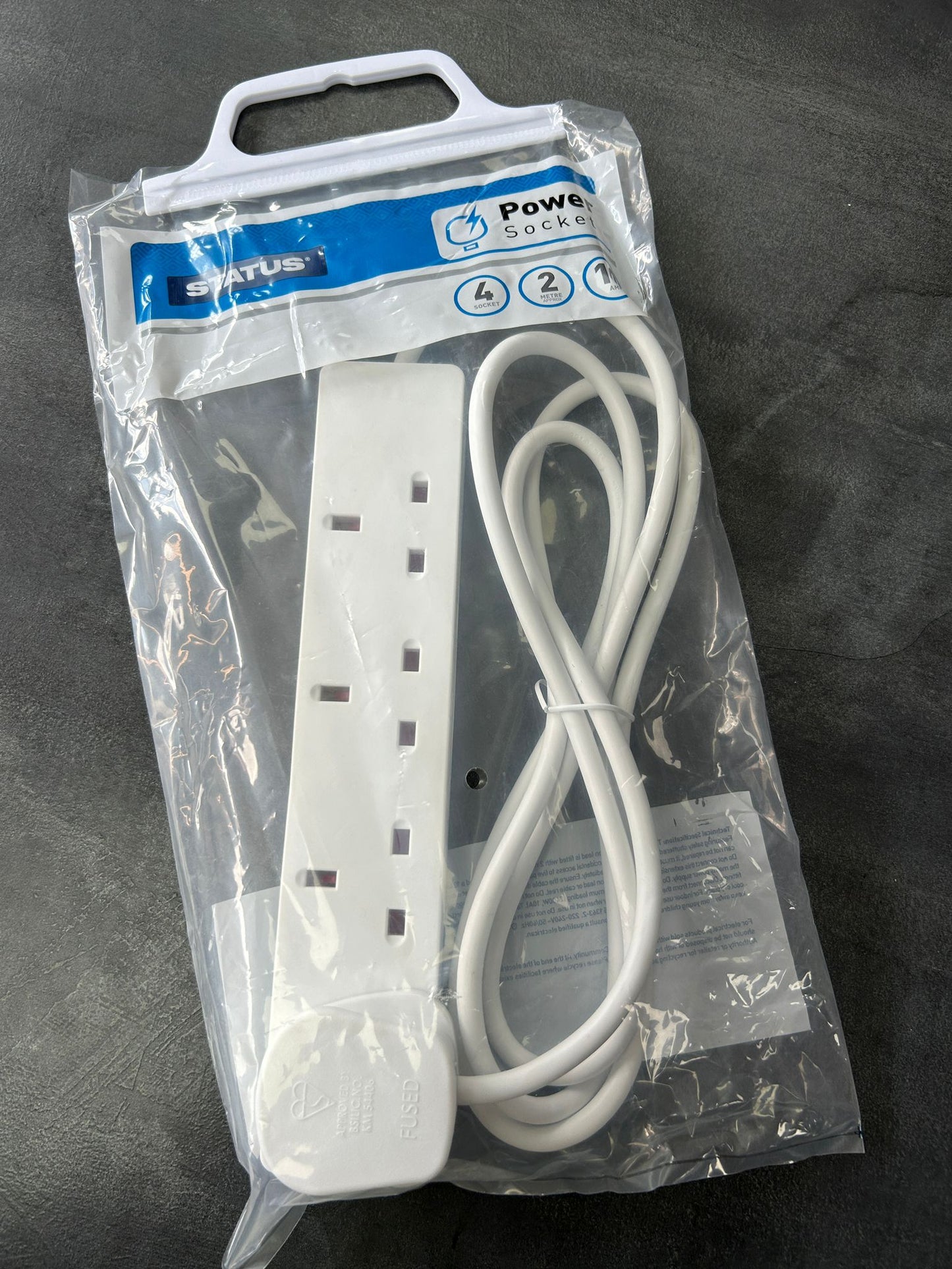 Power Socket Extension With 4 Sockets 2Meter