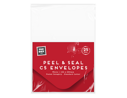 White C5 peel & seal envelope 25 pack