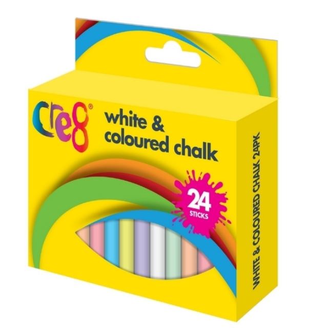 White Chalk & Coloured Chalk 24pk