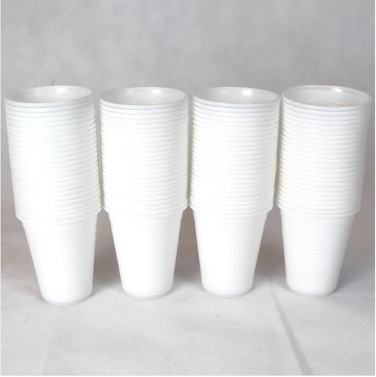 White Plastic Party Soft Drink Cups White Disposable Party BBQ Cups 100 Pack