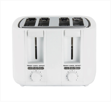 White Sq Pro Four Slice Toasters Browning Control 3 Functions Convient Toaster 1500W