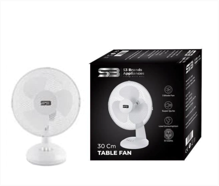 White Table Fan 12 Inch 30cm