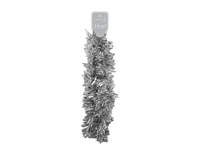 White & Silver Christmas Tinsel 2m