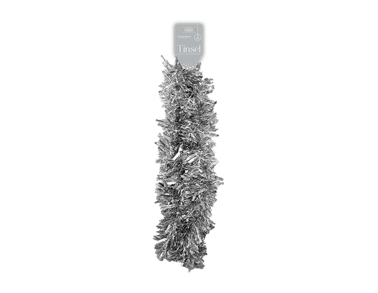 White & Silver Christmas Tinsel 2m