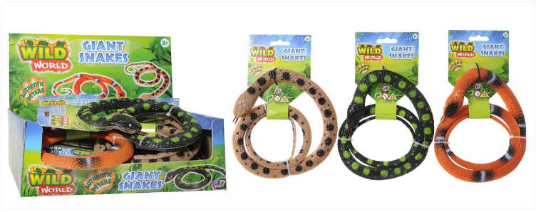 Wild World Kids Playing Prank Giant Snakes 4 Assorted Snakes