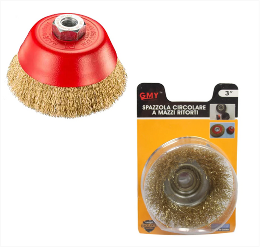 Wire Brush Metal Circular Brush Twisted Gold Bunches Hardcore Brush 3'' Diy