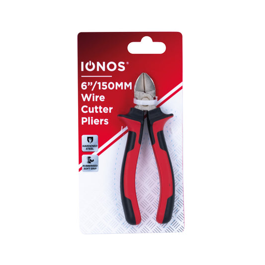Wire Cutter Pliers - drop forged carbon steel - polished head - 6" - soft plastic handle - Ionos - 150mm - 1 pk