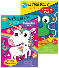 Wobbly Eyes Colouring Pad, Alien & Unicorn