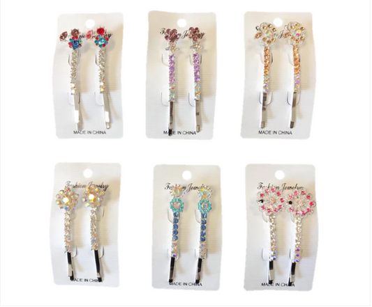 Women's Metal Hair Pin Clip with Floral Decorations 6.5 cm Assorted Designs