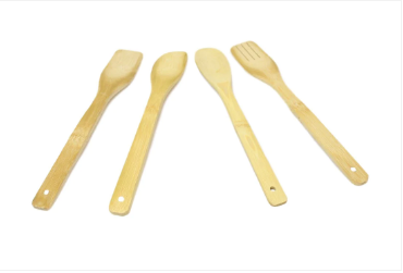 Wooden Baking Cooking Spoon Set Bamboo Kitchen Tools 4 Pack 29cm