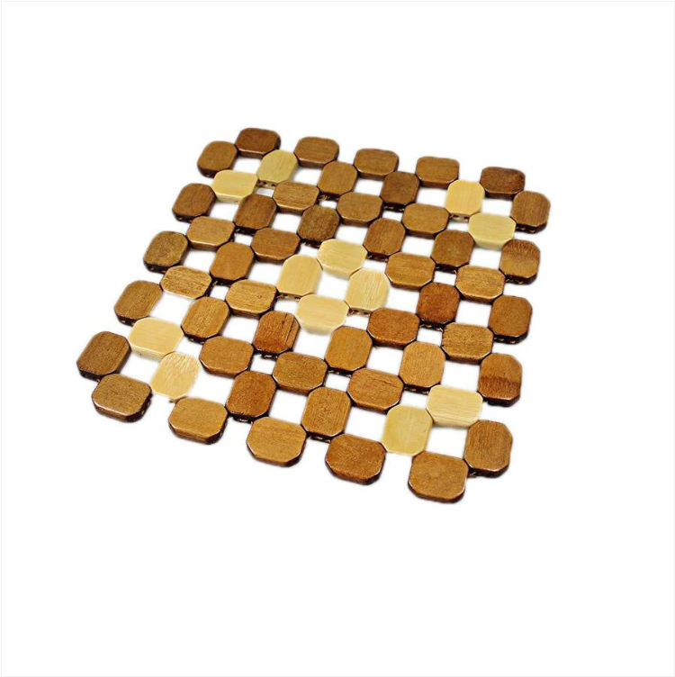 Wooden Bamboo Pan Placemat Coaster Dining Table 19 x 19 cm