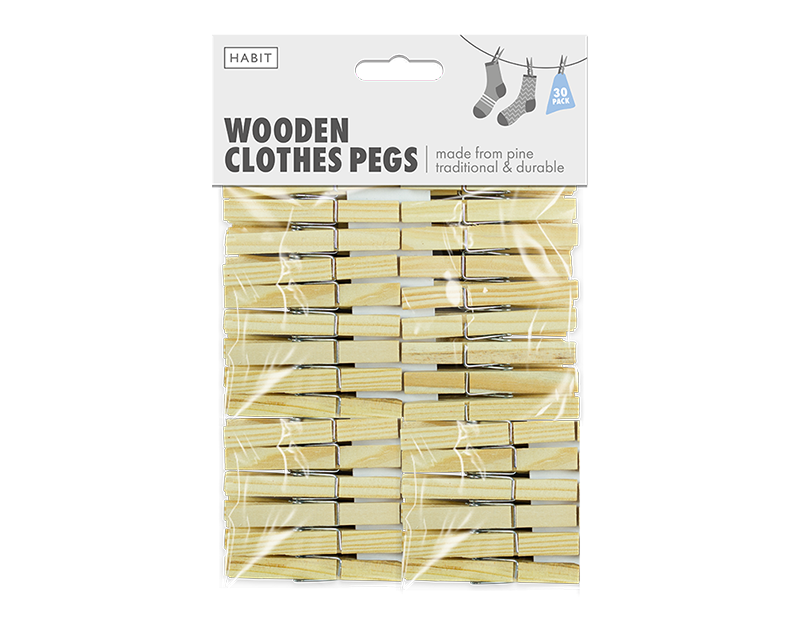 Wooden Clothes Pegs 30pk