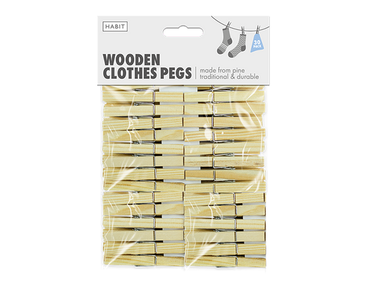 Wooden Clothes Pegs 30pk