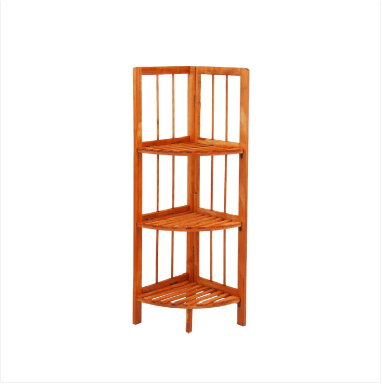 Wooden Corner Rack Maple 3 Tier 28cm x 26 x 85cm