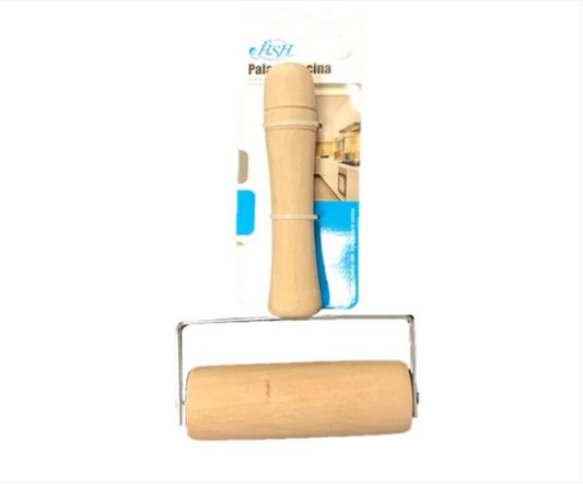 Wooden Dough Rolling Pin Metal Frame with Handle 17 x 10 cm